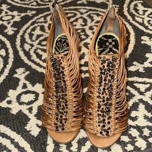 Sam Edelman Tan Heels with Black Beads